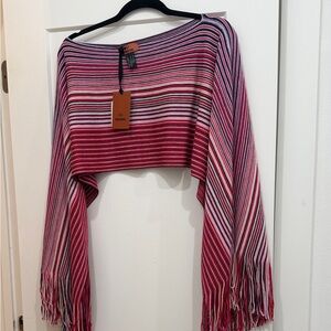 Missoni Striped Fringe Knit Poncho (new w/ tags)